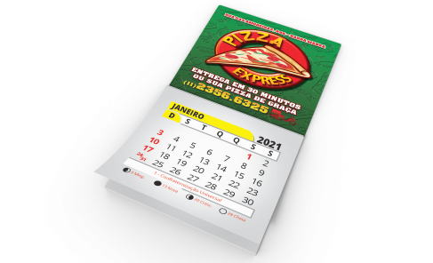 100 unidades - Ímã de Geladeira com Faca Padrão e Bloco de Calendário 2026